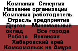 Компания «Синергия › Название организации ­ Компания-работодатель › Отрасль предприятия ­ Другое › Минимальный оклад ­ 1 - Все города Работа » Вакансии   . Хабаровский край,Комсомольск-на-Амуре г.